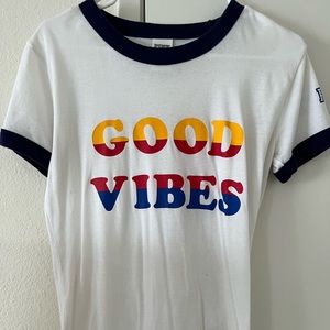 VS Pink Good Vibes ringer tee